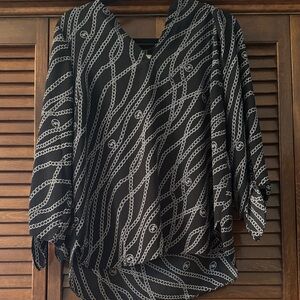 Michael Kors Black and Silver Chain Print Blouse